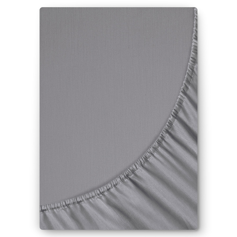 Prześcieradło satyna bawełniana z gumką Szare 180x200