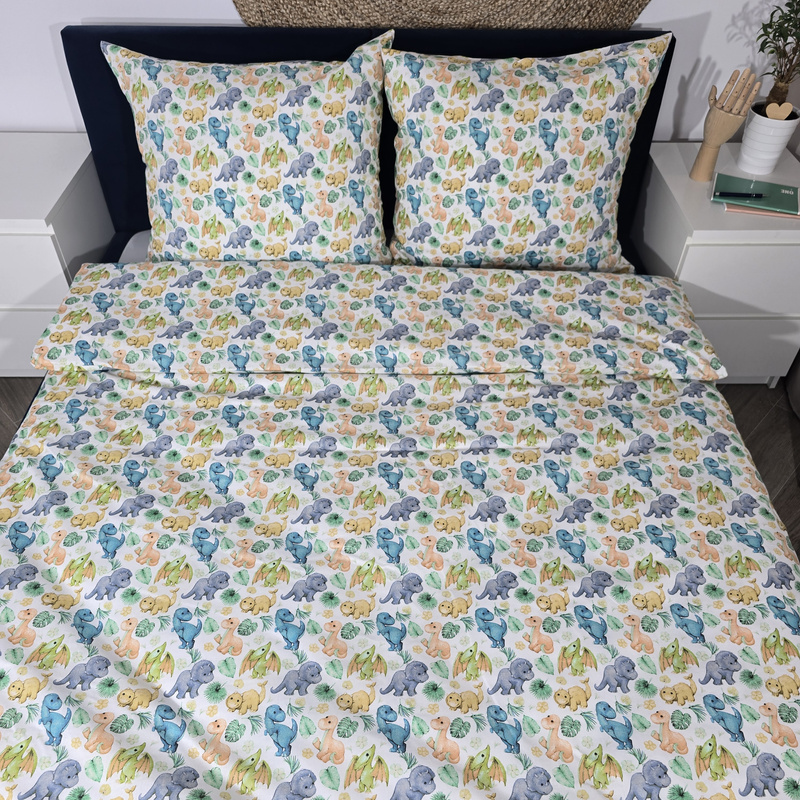 Pościel bawełniana Jurajska przygoda kolorowa 135x200