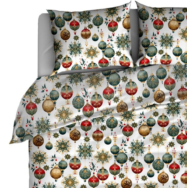 Pościel bawełniana Bombki na bieli 160x200