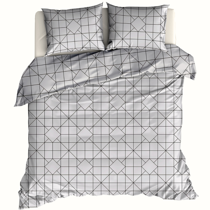 Pościel bawełniana Szara siatka 200x200