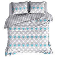 Pościel bawełniana Serca w turkusie 150x200