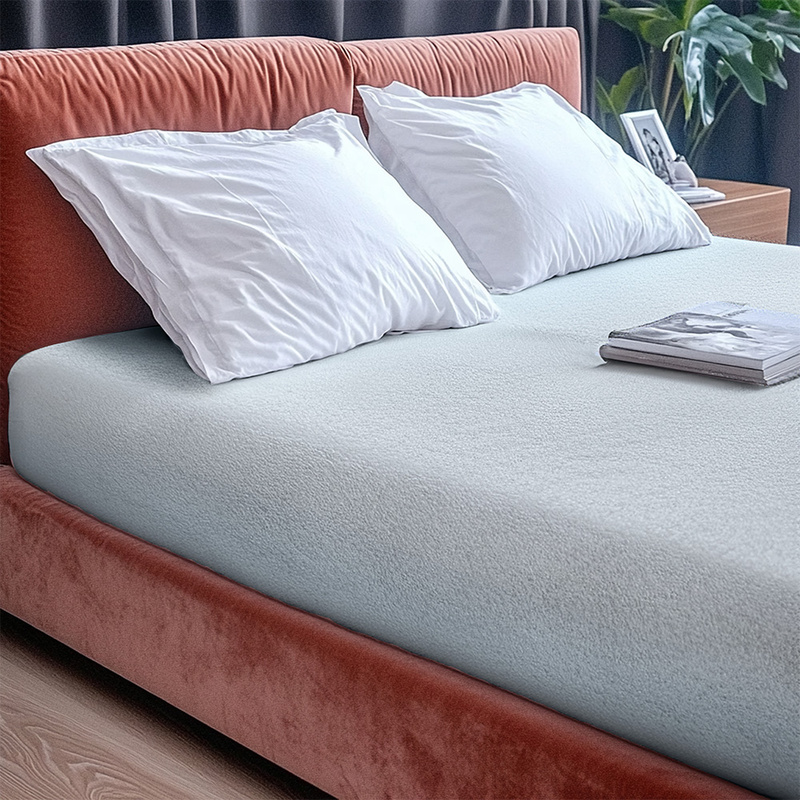 Prześcieradło frotte z gumką popielowe 160x200