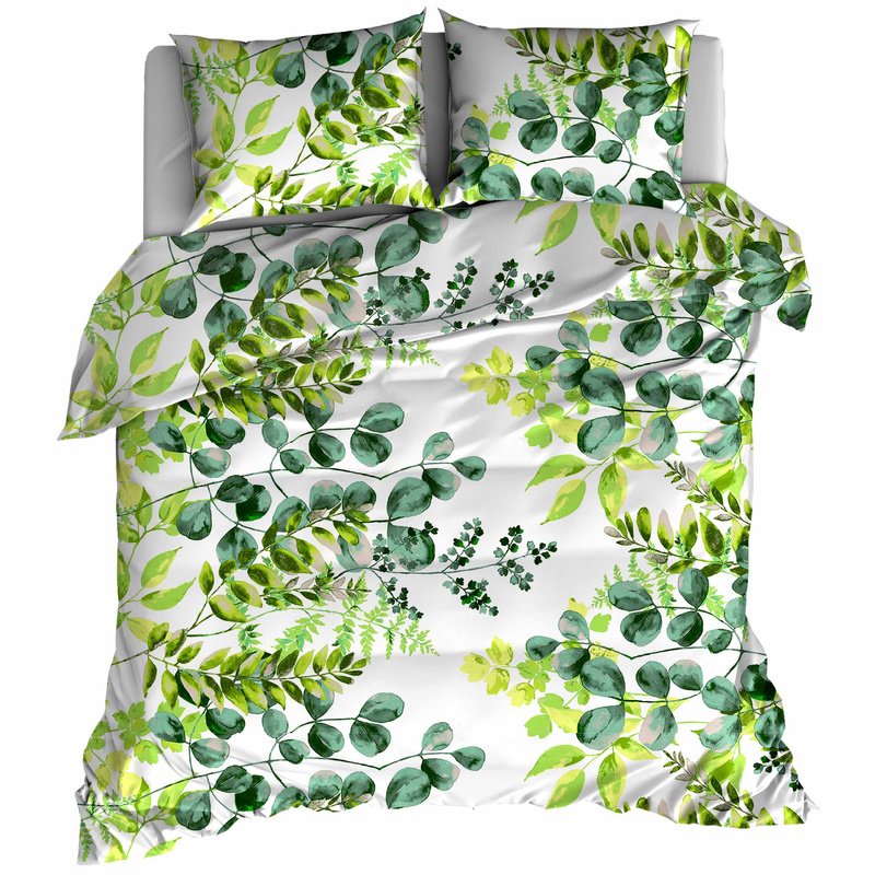 Pościel flanelowa Liście zielone 180x200