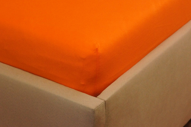 Prześcieradło jersey z gumką pomarańczowe 120x200