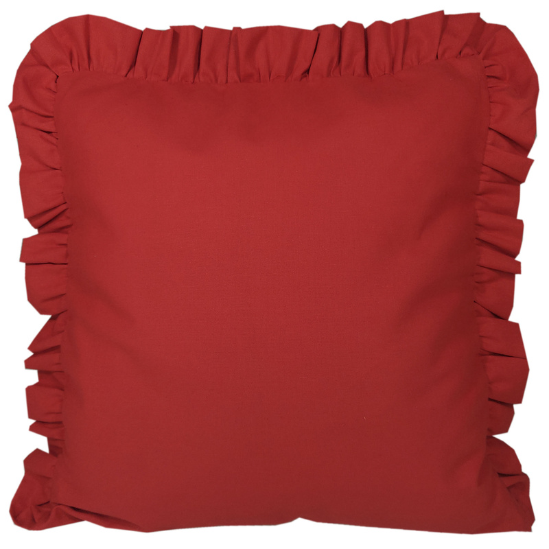 Poszewka bawełniana z falbanką 40x40 Czerwona