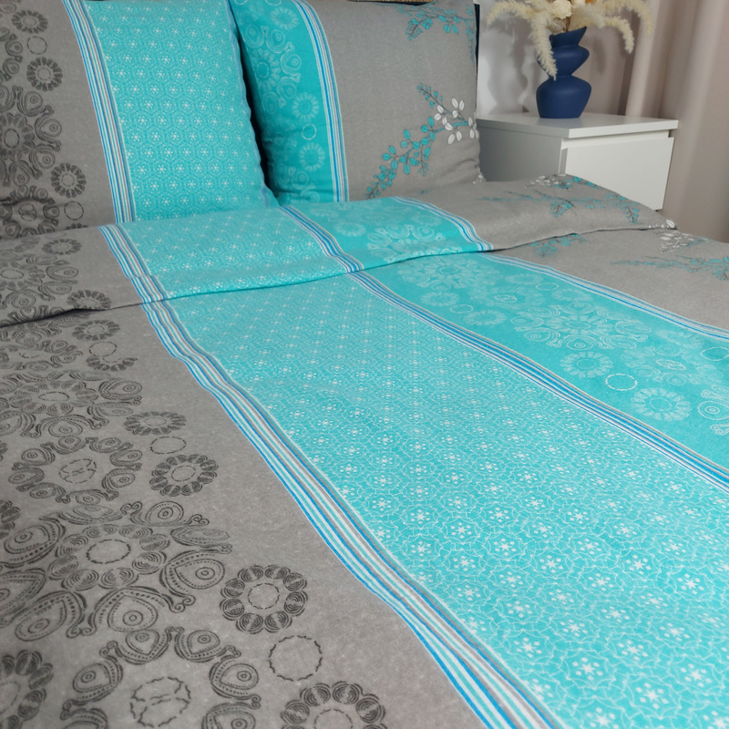 Pościel flanelowa Turkusowe gałązki 160x200