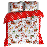 Pościel bawełniana Mikołaje w saniach 220x200