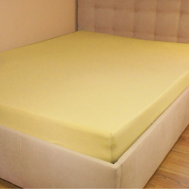 Prześcieradło jersey z gumką musztardowe 70x140