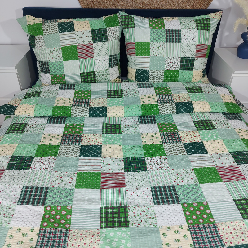 Pościel z kory Zielony patchwork 140x200