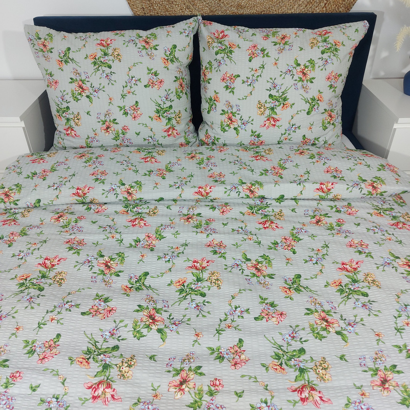 Pościel z kory Letni ogród w szarości 160x200