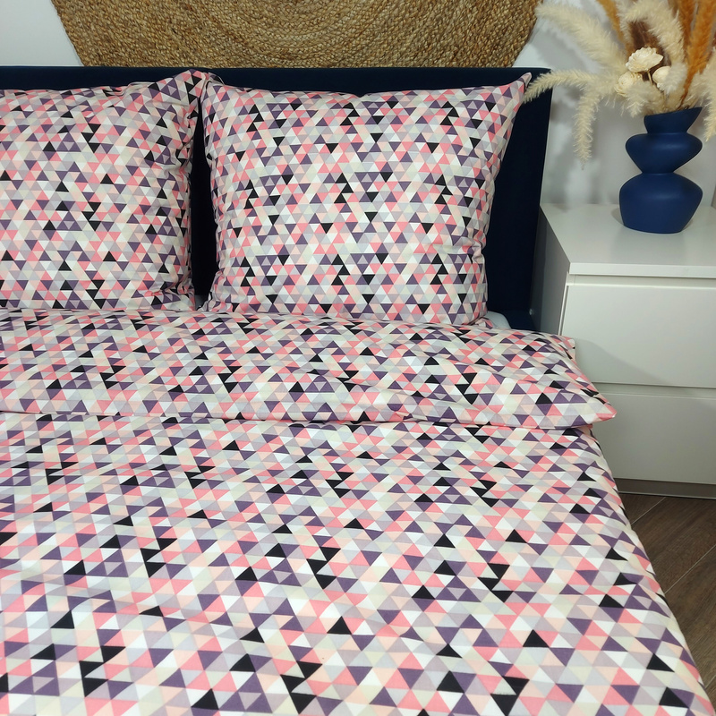 Pościel bawełniana Mozaika różowa 140x200