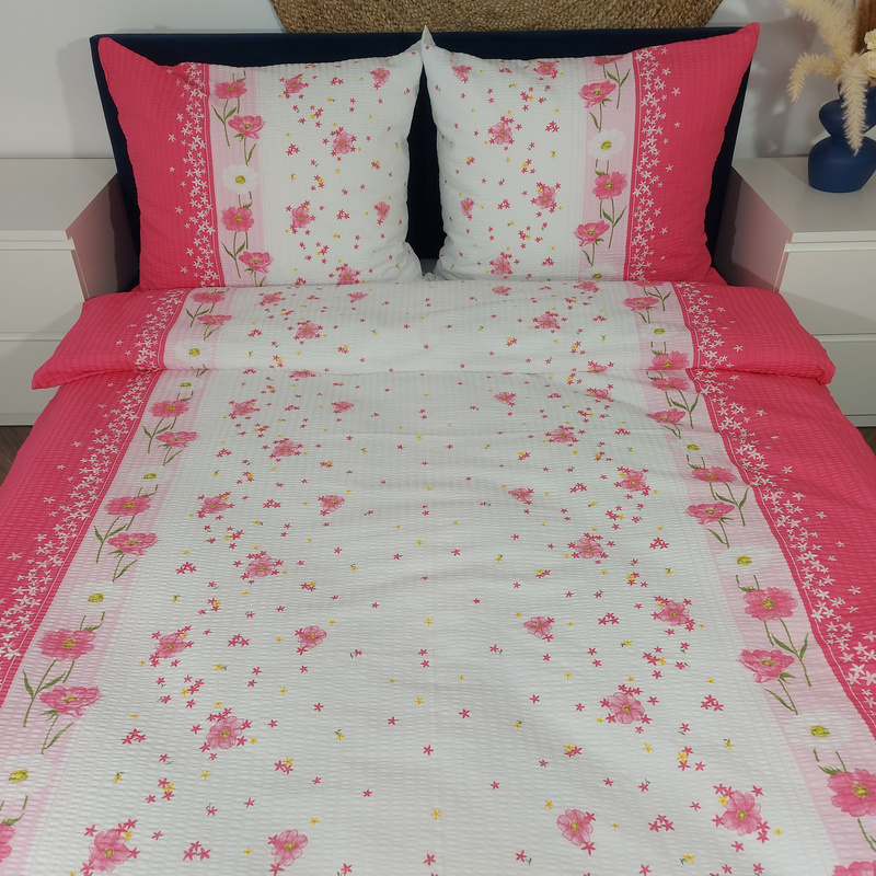 Pościel z kory Różowe pasy 160x200