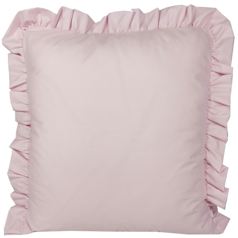 Poszewka bawełniana z falbanką 40x40 Różowa