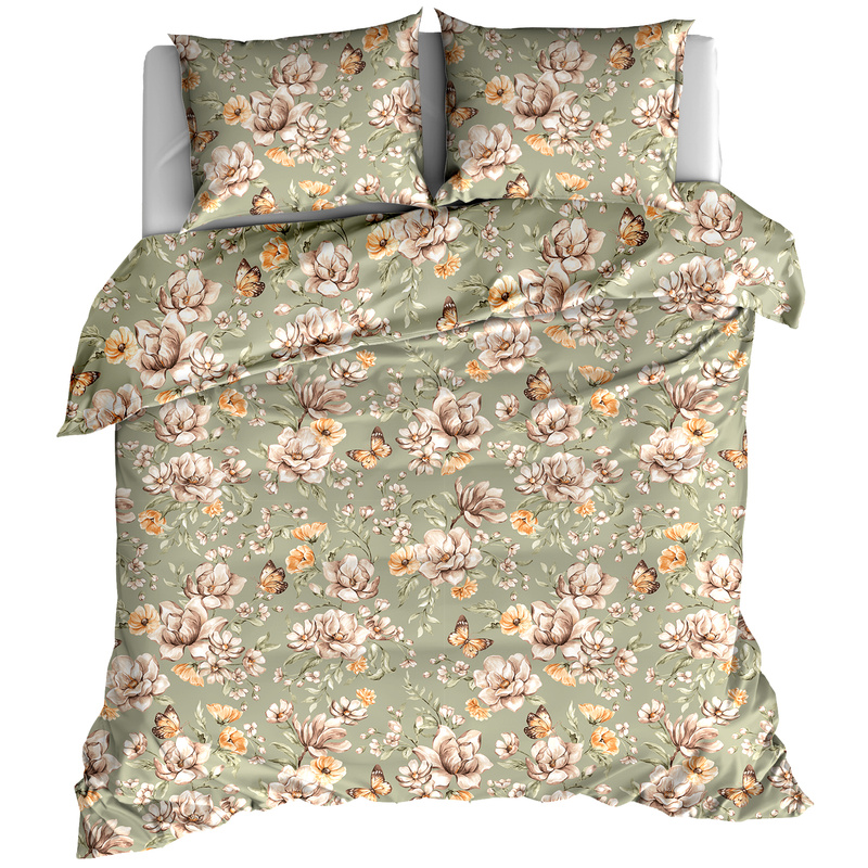 Pościel bawełniana Kwiaty oliwka 200x200