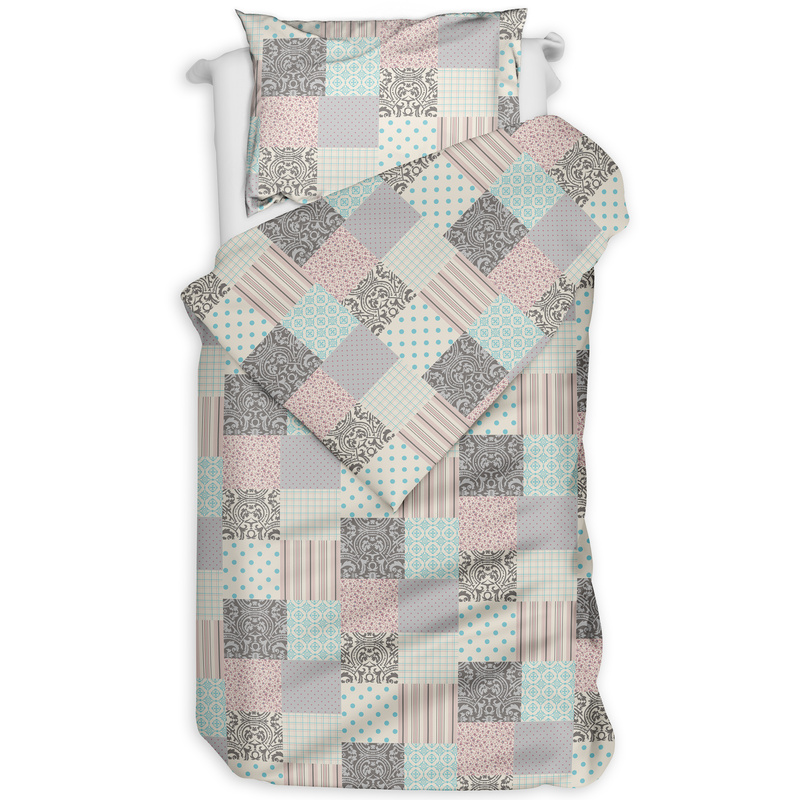 Pościel flanelowa Patchwork pastelowy 140x200