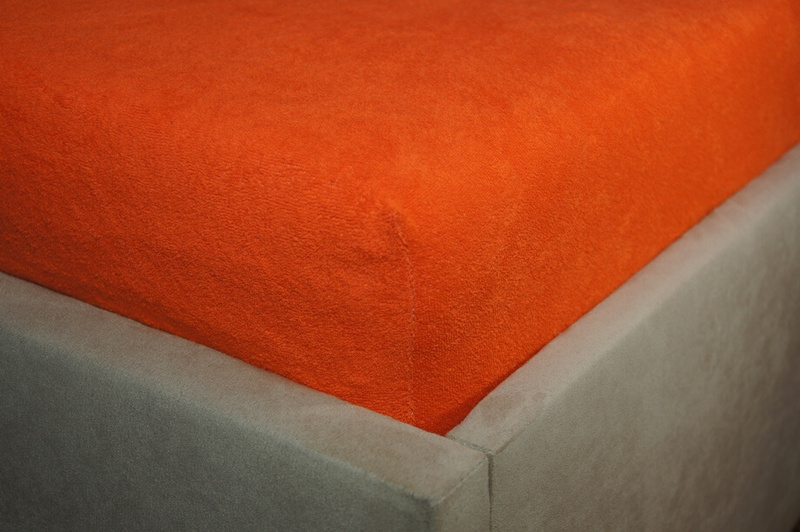 Prześcieradło frotte z gumką pomarańczowe 180x200