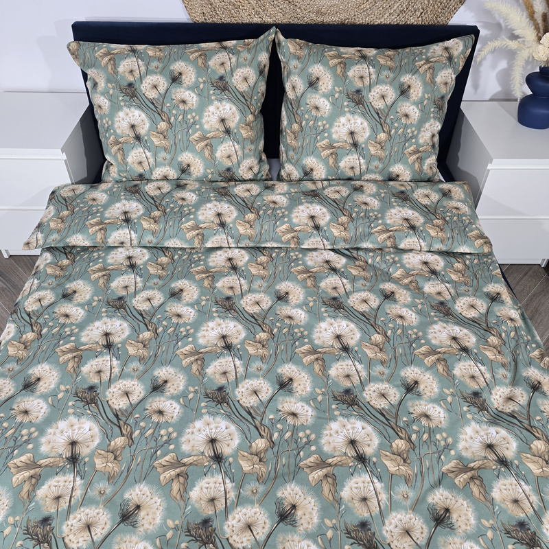 Pościel bawełniana Dmuchawce szałwia 135x200