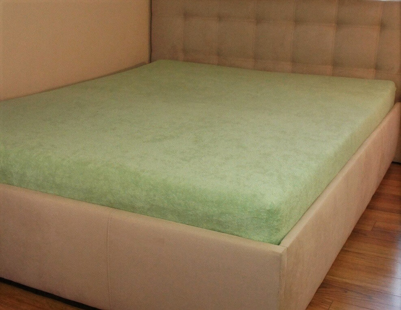 Prześcieradło frotte z gumką oliwkowe 90x200