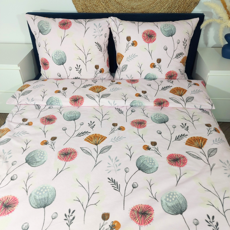 Pościel flanelowa Dmuchawce róż 160x200