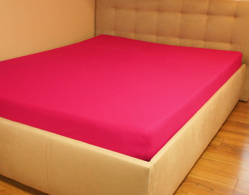 Prześcieradło jersey z gumką malinowe bordo 200x220