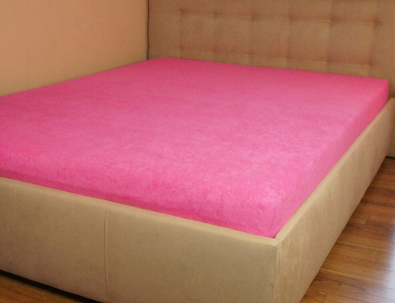 Prześcieradło frotte z gumką różowe 90x200