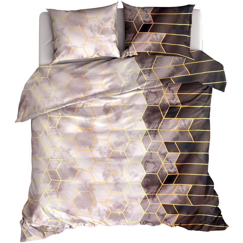 Pościel bawełniana Hexagon czekolada 180x200