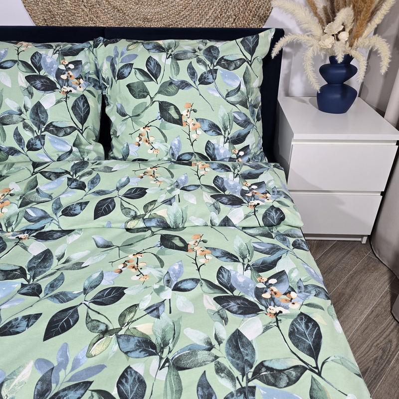 Pościel flanelowa Florystyka w zielenii 140x200