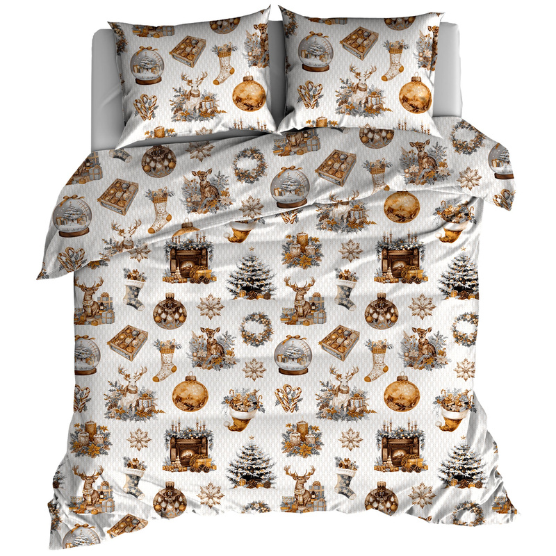 Pościel bawełniana Renifery retro 150x200