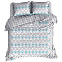 Pościel bawełniana Serca w turkusie 180x200