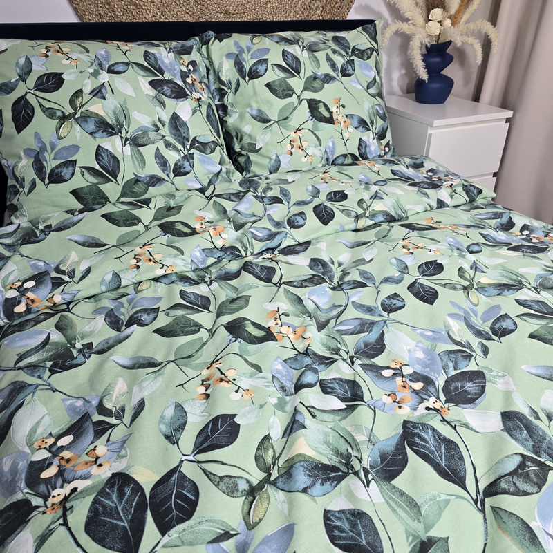 Pościel flanelowa Florystyka w zielenii 160x200