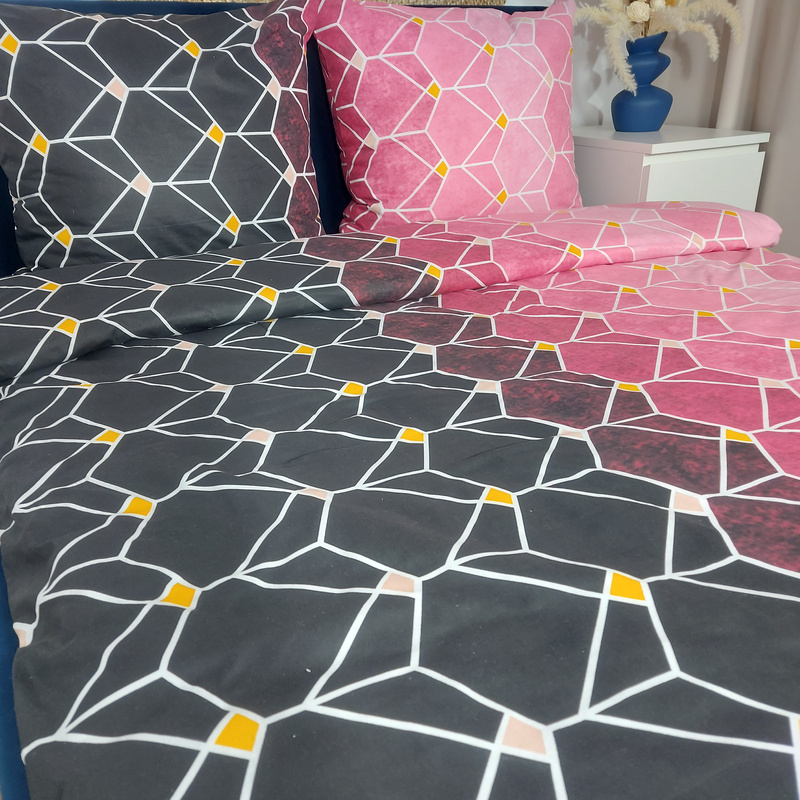 Pościel bawełniana Szkiełka różowe 150x200