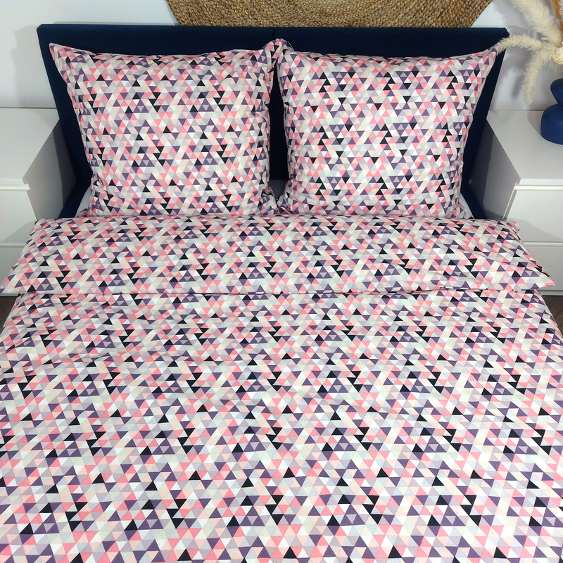 Pościel bawełniana Mozaika różowa 150x200