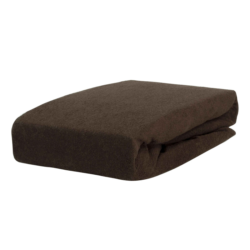 Prześcieradło frotte z gumką czekoladowo brązowe 140x200
