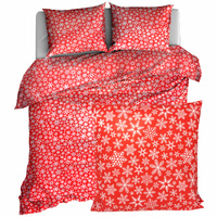 Pościel bawełniana Płatki śniegu w czerwieni 160x200