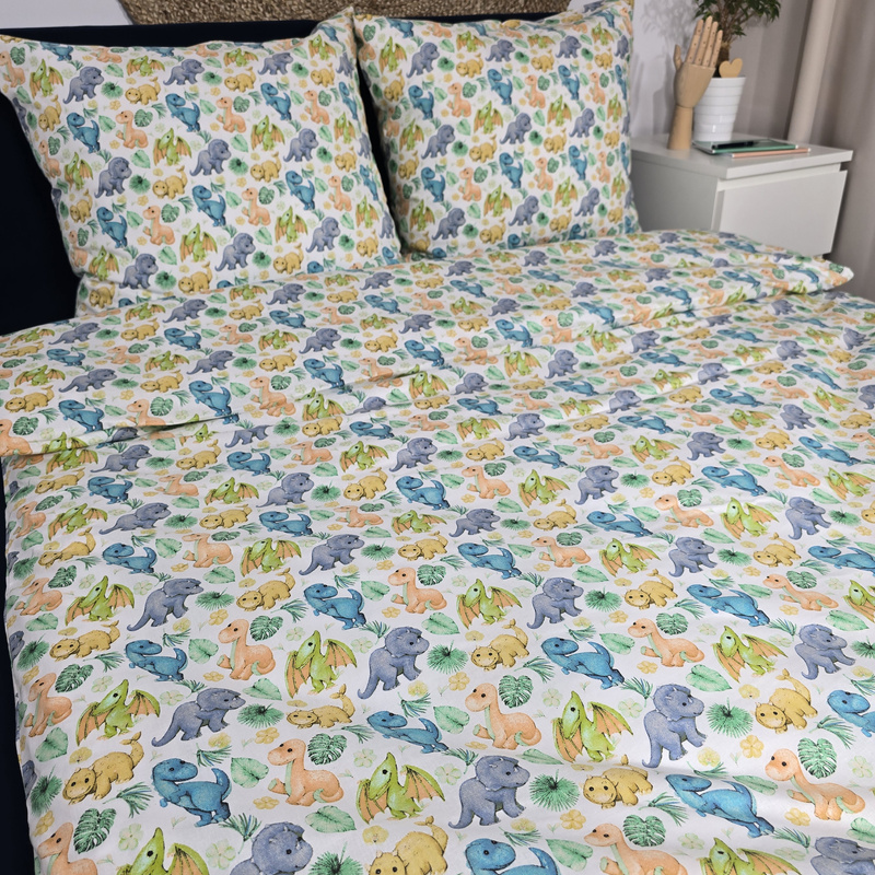 Pościel bawełniana Jurajska przygoda kolorowa 135x200