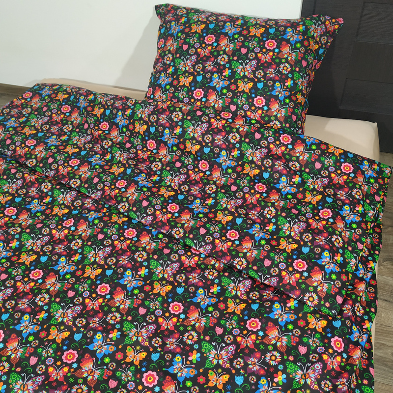 Pościel bawełniana Czarne motylki łowickie 140x200