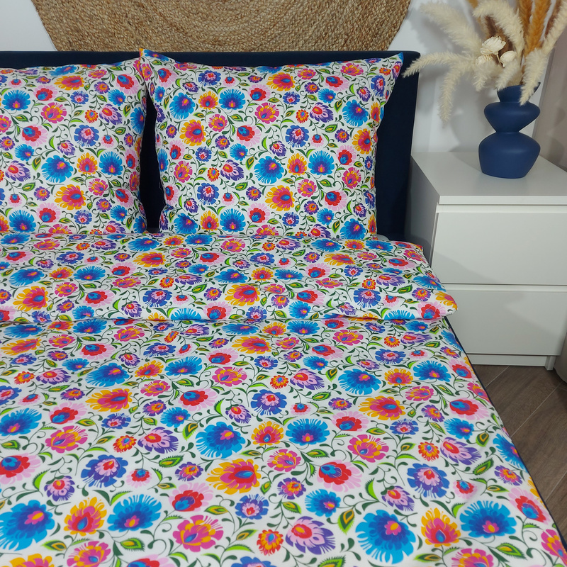 Pościel bawełniana Łowicka biała 135x200