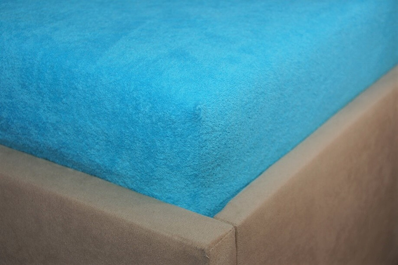 Prześcieradło frotte z gumką turkusowe 180x200