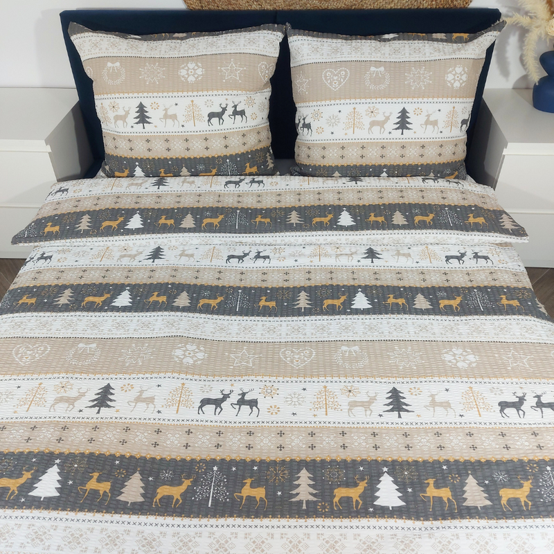 Pościel z kory Renifery beż 160x200