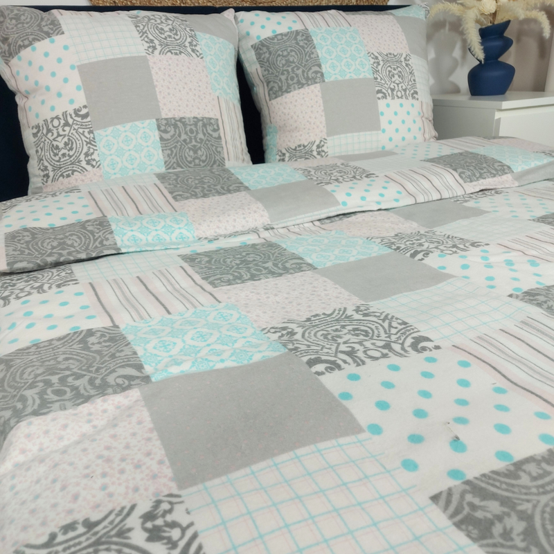 Pościel flanelowa Patchwork pastelowy 160x200