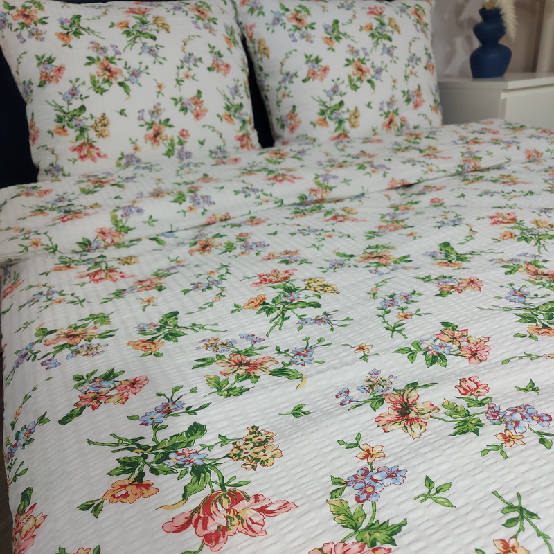 Pościel z kory Letni ogród w bieli 200x220