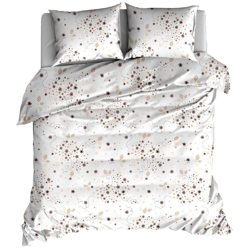 Pościel flanelowa Kwiaty w beżu 160x200