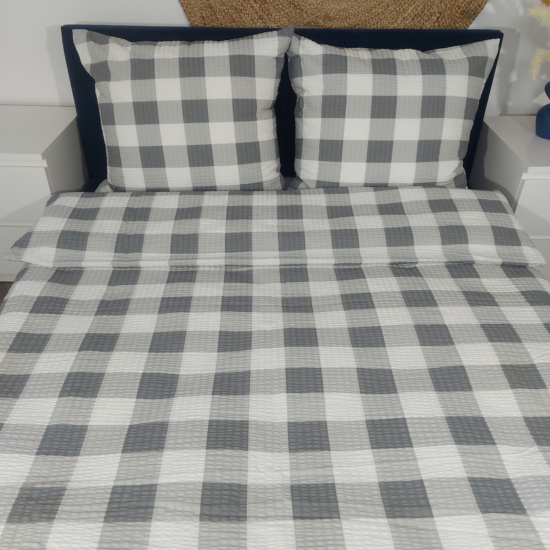 Pościel z kory Krata szara 160x200