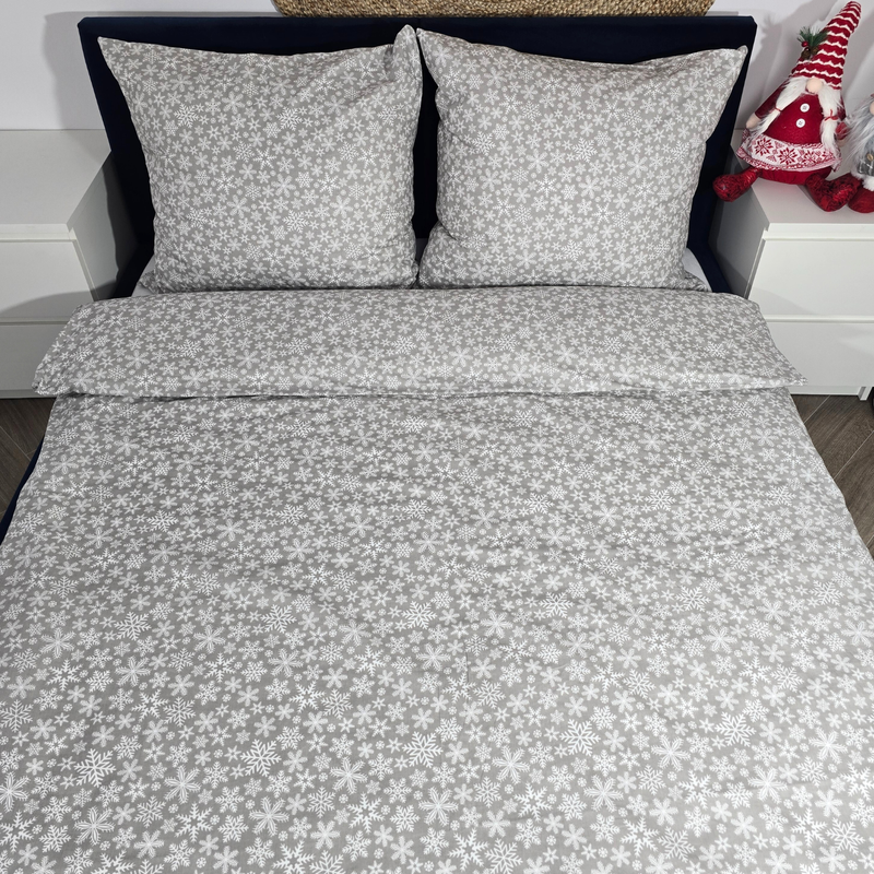 Pościel bawełniana Płatki śniegu w czerwieni 160x200