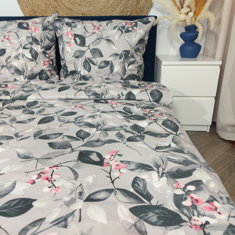 Pościel flanelowa Florystyka beżowa 160x200