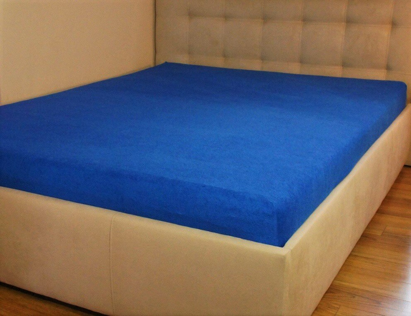 Prześcieradło frotte z gumką kobaltowe 120x200