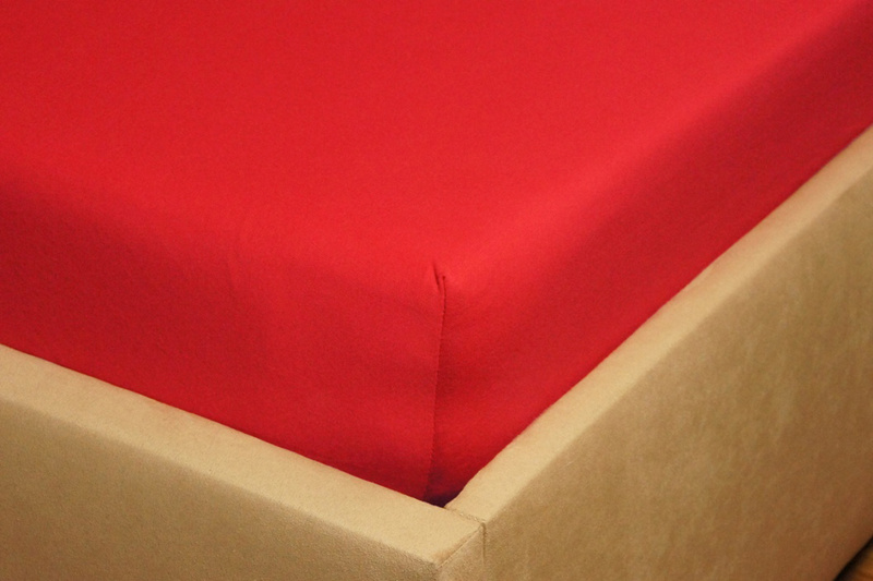 Prześcieradło jersey z gumką czerwone 180x200