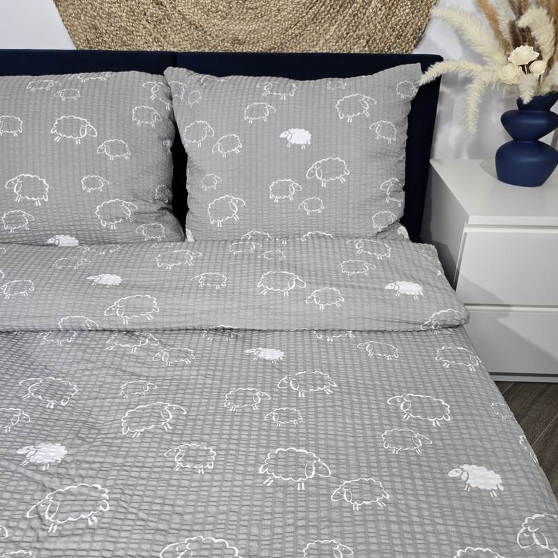 Pościel z kory owce w szarości 140x200