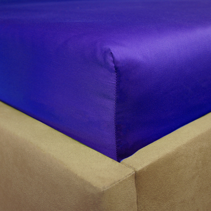 Prześcieradło satyna bawełniana z gumką Kobaltowe 140x200