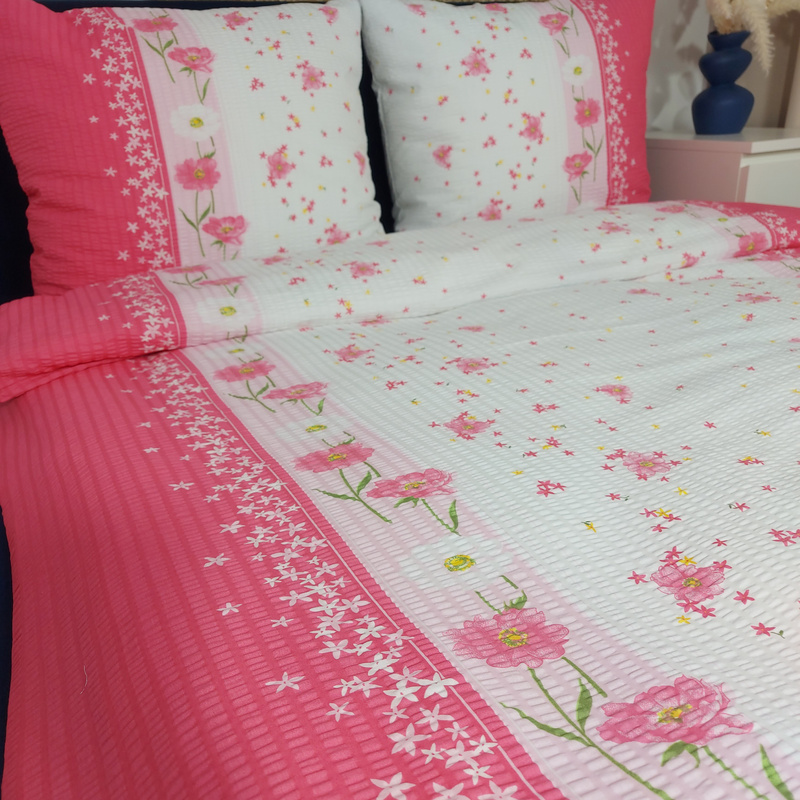 Pościel z kory Różowe pasy 160x200